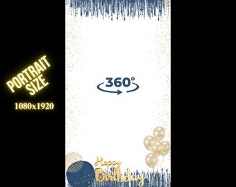 360 photo booth overlay, 360 birthday overlay, gold birthday photo booth overlay, 360 video template overlay birthday, 360 portrait overlay