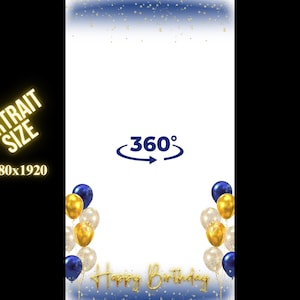 360 photo booth overlay, 360 birthday overlay, gold and blue photo booth overlay, 360 video template overlay birthday, 360 portrait overlay