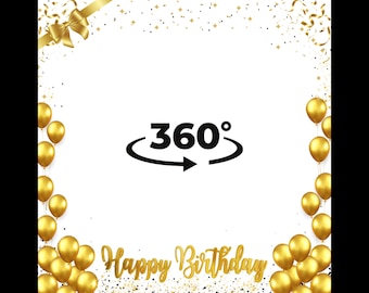 360 Photo Booth gouden verjaardagsfeestje, gelukkige verjaardag-overlay, 360 photobooth-overlaysjabloon, videobooth-overlay voor verjaardag, gouden verjaardag