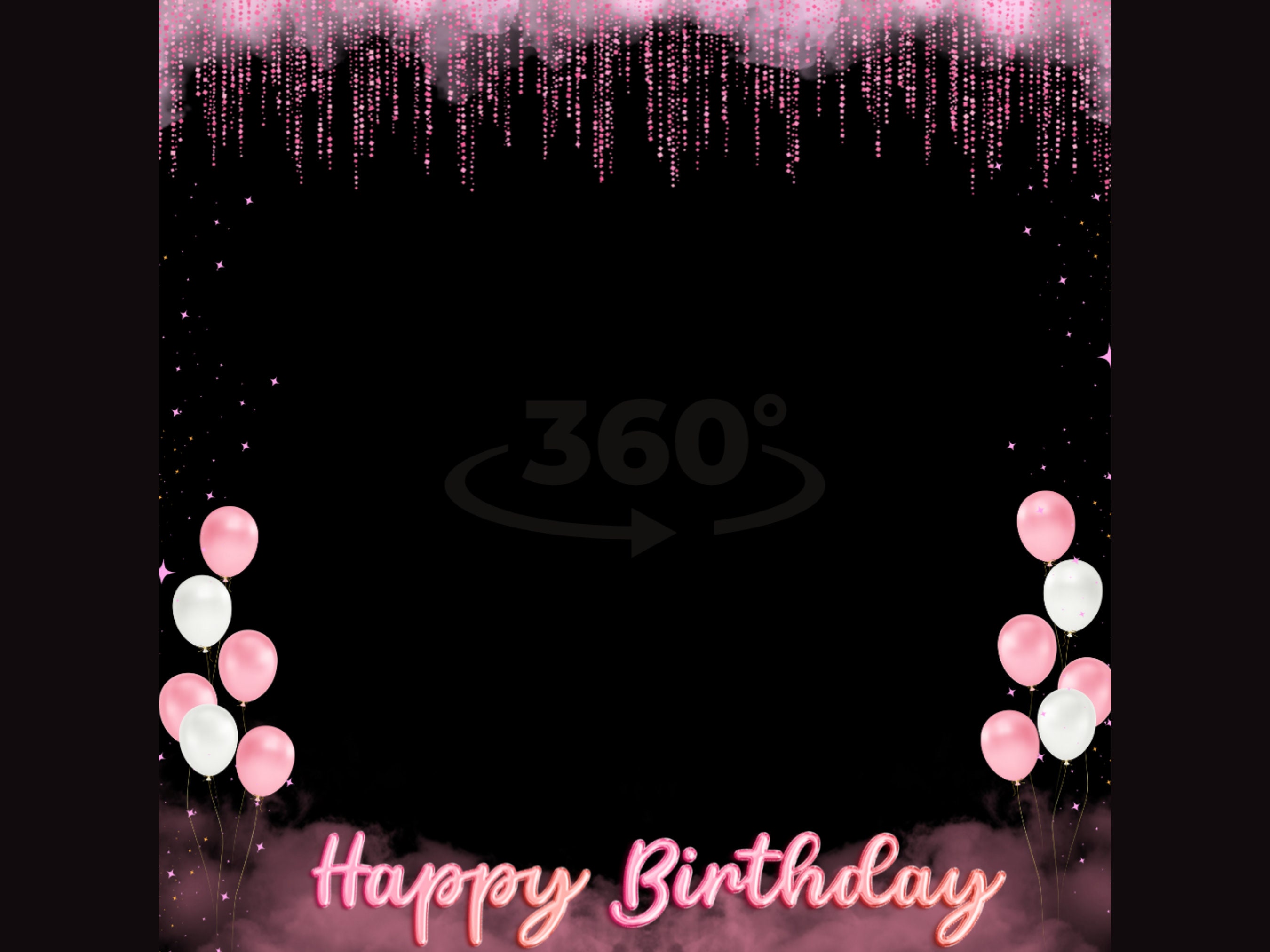 360 photo booth overlay, pink happy birthday overlay, photo booth birthday template, video booth overlay, pink birthday overlay template