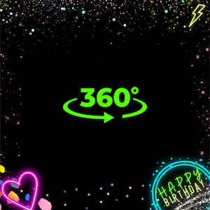 Neon Birthday 360 Photo Booth overlay, 360 video template, happy birthday overlay, birthday overlay, slow rotating video overlay, birthday