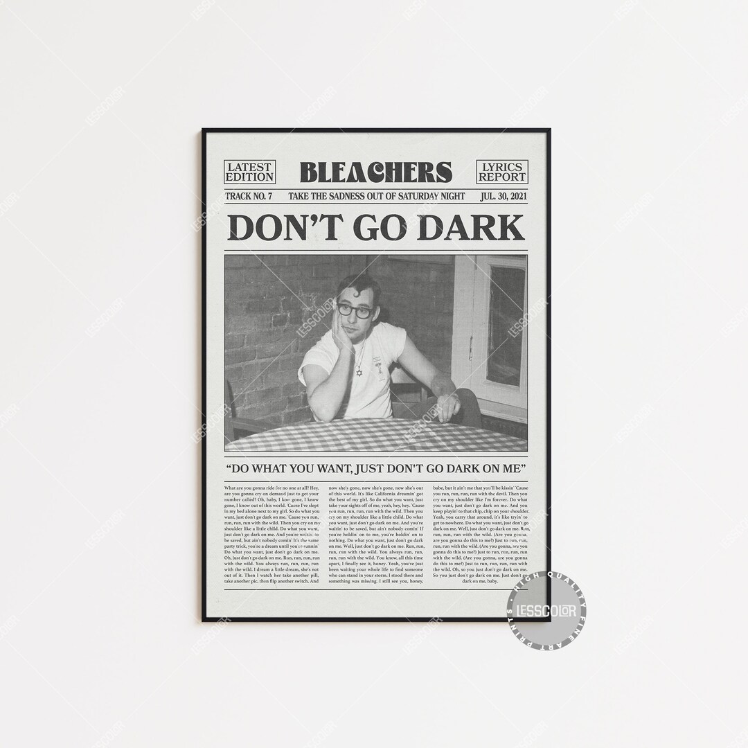 Bleachers Newspaper Print Don't Go Dark Poster Lyrics Etsy