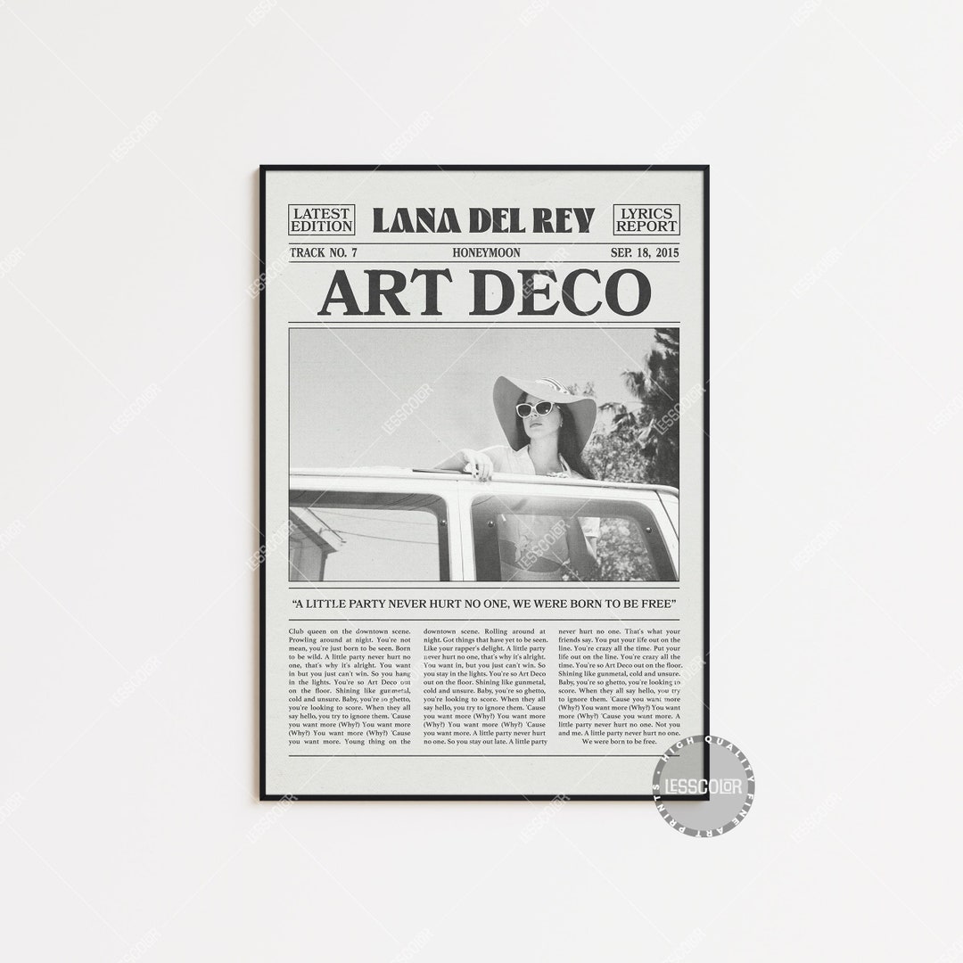 Lana Del Rey Retro Newspaper Print Art Deco Poster Art Deco Etsy