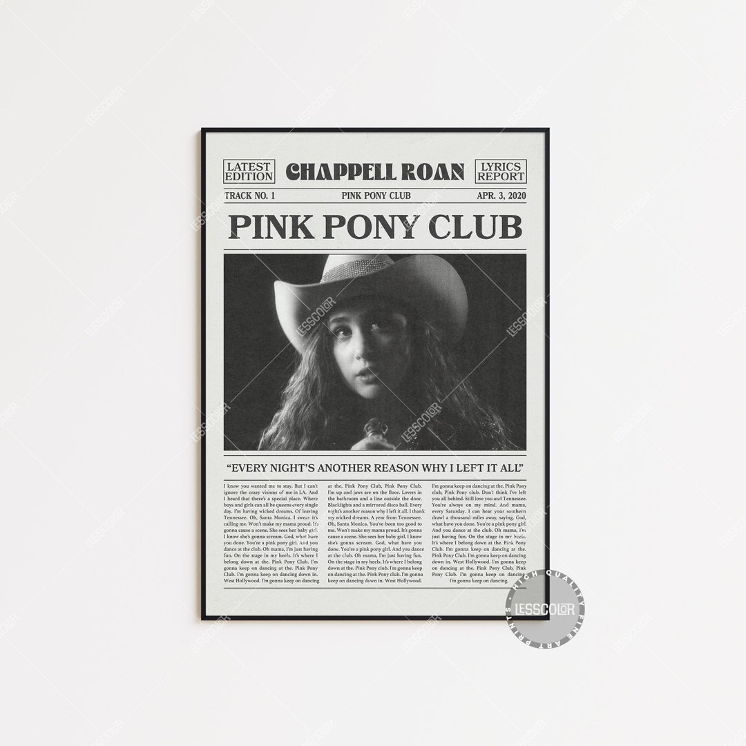 Chappell Roan Retro Newspaper Print Pink Pony Club Poster Etsy