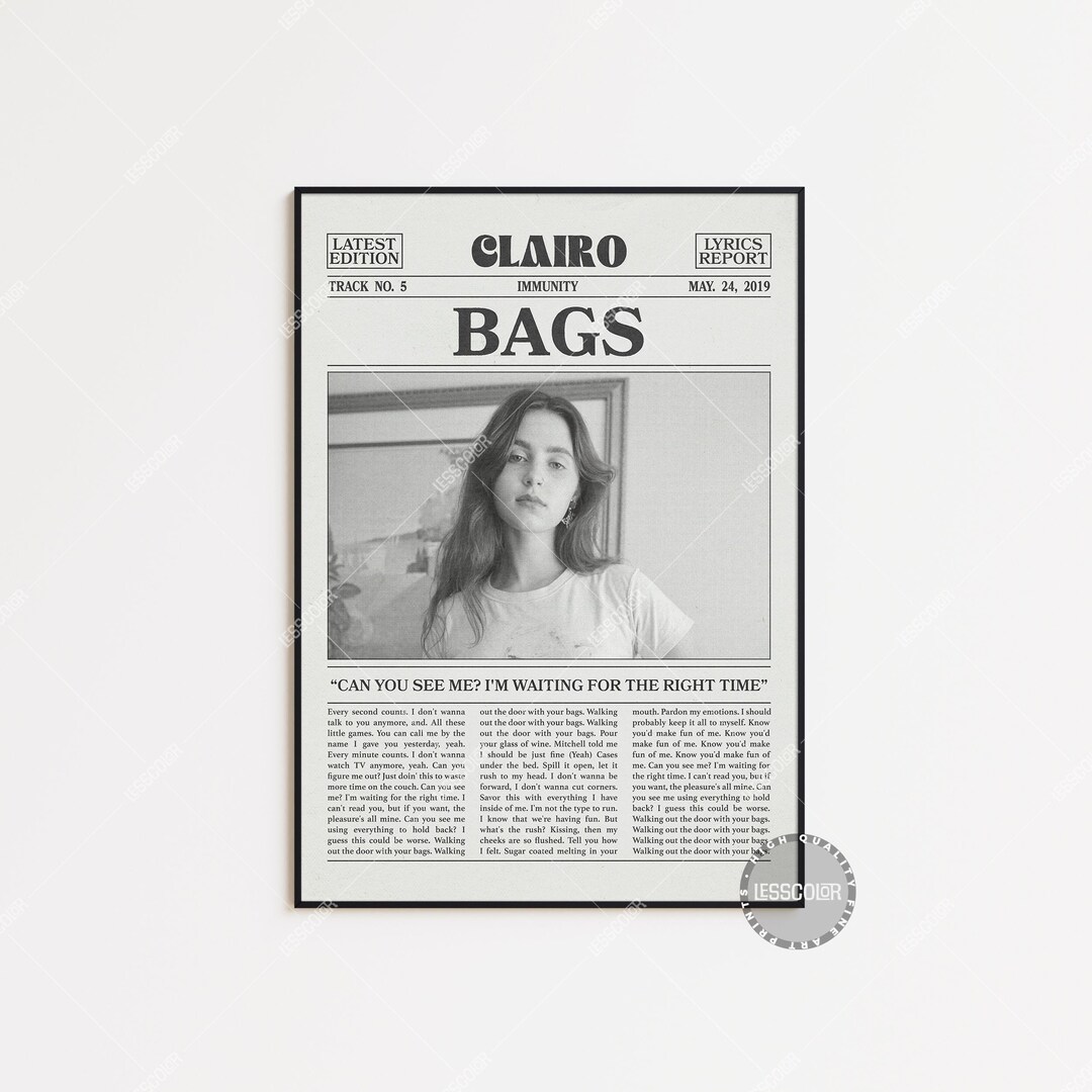 Clairo Retro Newspaper Print Bags Poster Bags Lyric Print Etsy