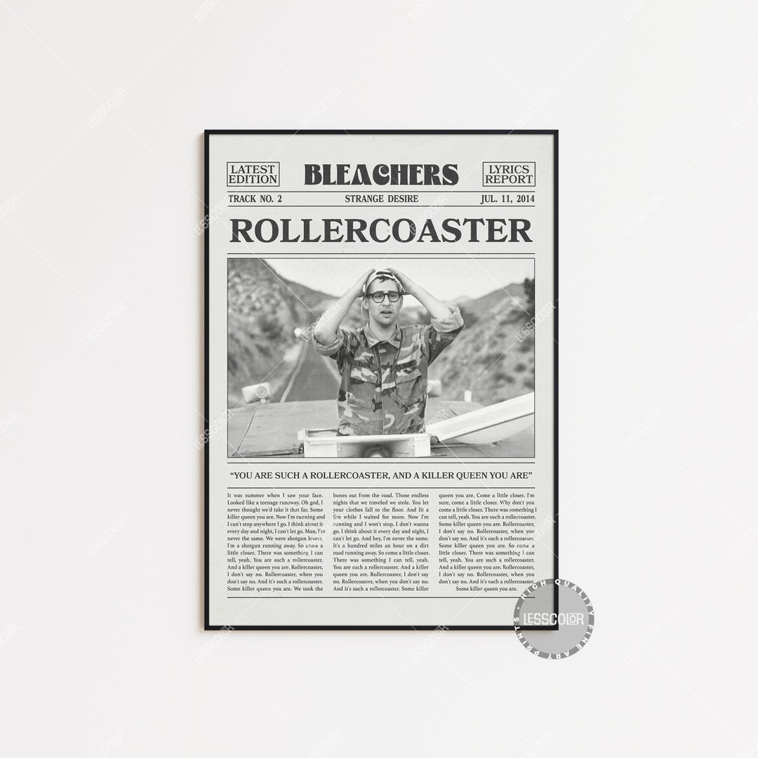 Bleachers Newspaper Print Rollercoaster Poster Rollercoaster Etsy