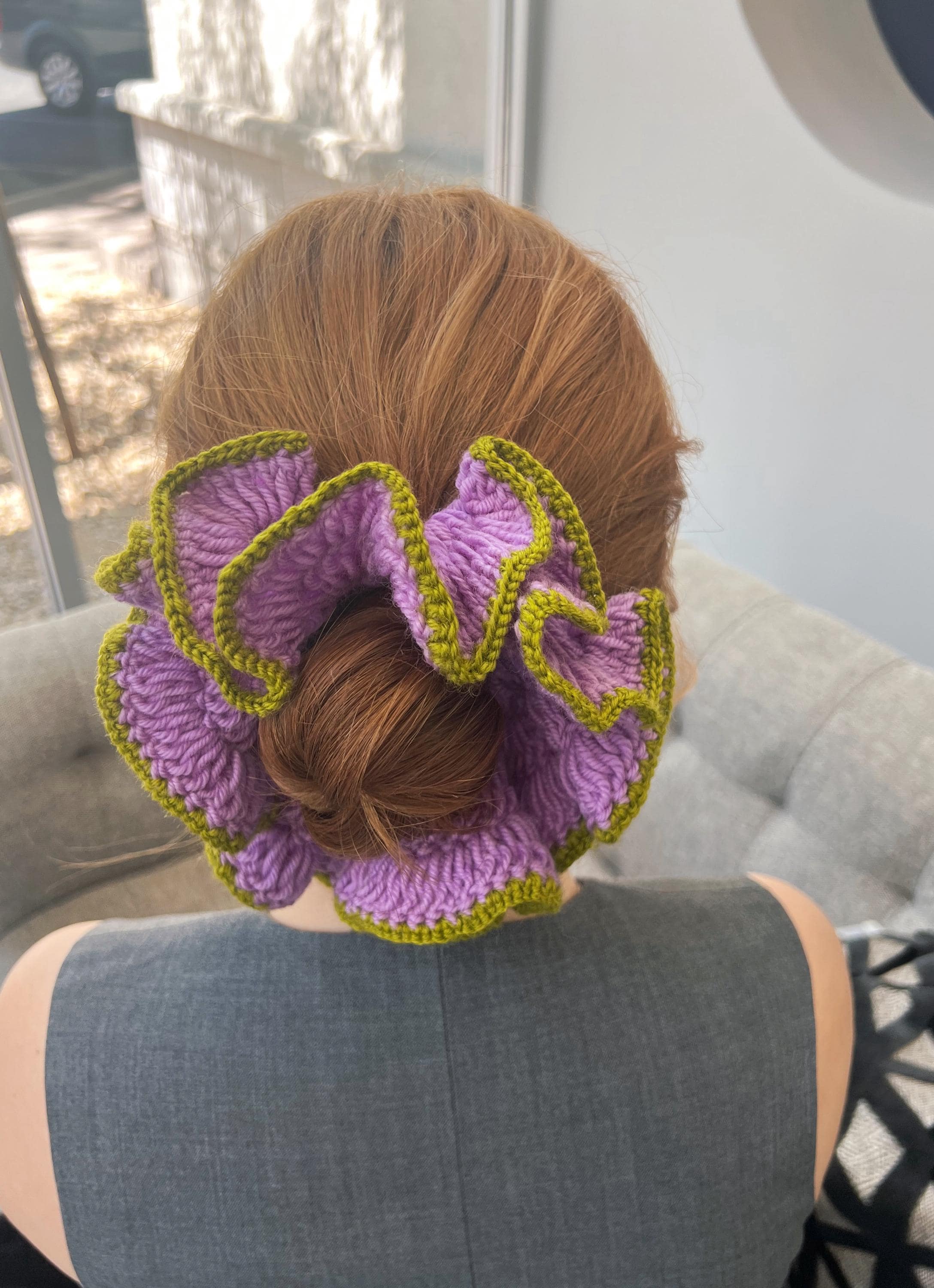 Lavender Purple Crochet Hair Scrunchie