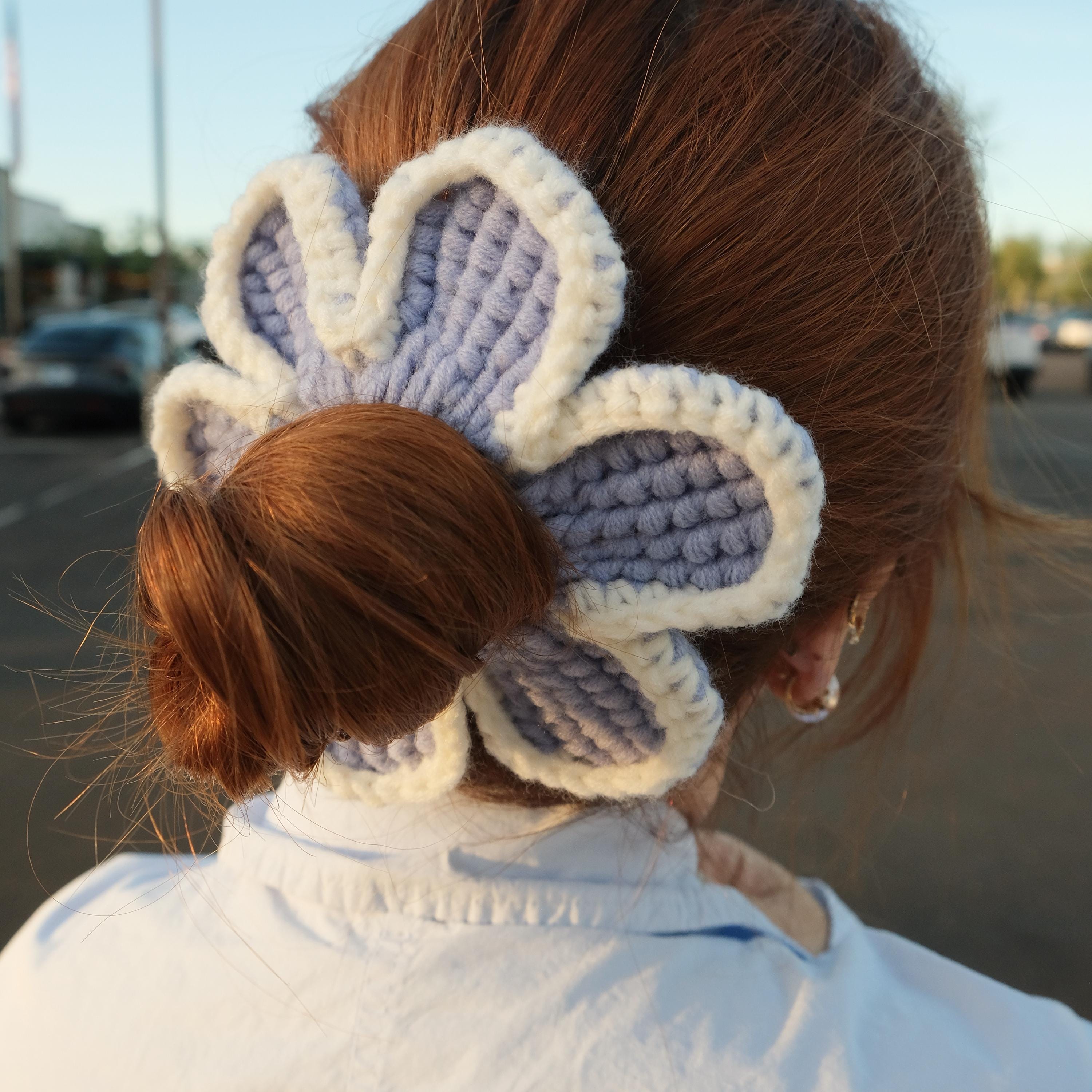 Crochet Flower Scrunchie