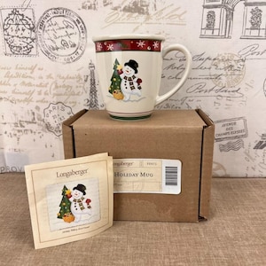 Longaberger Pottery Bluster the Snowman Christmas Holiday Mug 4.25&quot; x 4&quot;