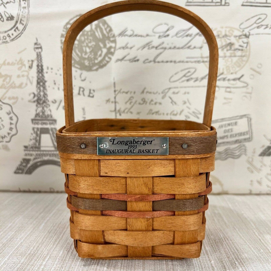 Longaberger 1993 Inaugural Basket With Fixed Handle 5 X 5 1 Longaberger 1993 Inaugural Basket With Fixed Handle 5 X 5 1
