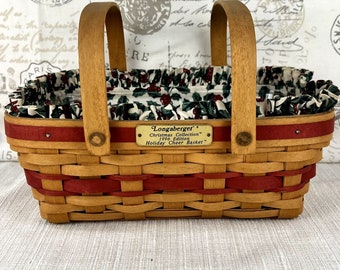 Longaberger 1996 Christmas Collection Holiday Cheer Basket with Liner and Plastic Protector