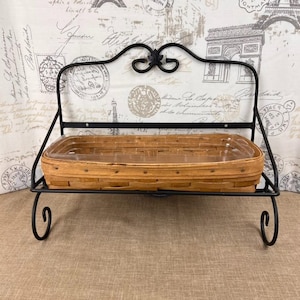 Longaberger Wrought Iron Utility Shelf and Bread Basket with Plastic Protector