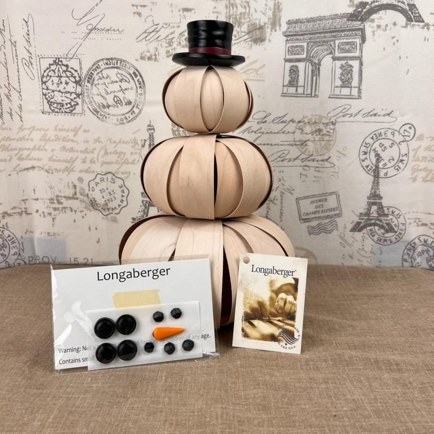Longaberger Small Top Hat Snowman 7.5"RD x 12.25"H - New in Box