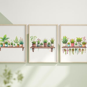 House Plants Print Set: Botanical Living Room Wall Art (Digital Download)