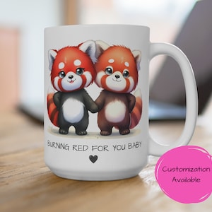 Personalized Red Panda Couple Mug, Cute Red Panda Animal Pun Mug, Custom Funny Gift