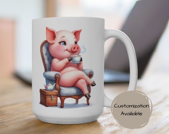 Personalized Pig Mug, Animal Lover Gift, Custom Coffee Mug