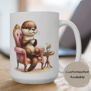 Gepersonaliseerde ottermok, aangepaste ottermok, perfect voor een dierenliefhebbende thee- of koffiedrinker, schattige dierenmok