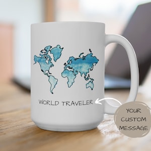 Personalisierte Weltkarte Tasse, individuelle Reise-Liebhaber-Tasse, perfekt für den Weltenbummler in Ihrem Leben