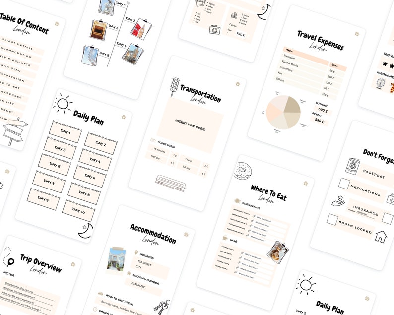 Travel Itinerary Template | Digital Travel Planner | Travel Guide ...