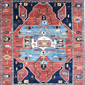 Tapis persan rouge sérapi 9 x 12 pi, tapis afghan teinté végétal, fond rouge, tapis de salle à manger, tapis de salon, tapis de chambre à coucher, tapis afghan noué à la main