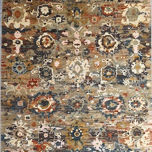 Tapis design Harshang moderne de 8 x 10 pi - tapis afghan noué à la main - tapis noué fin - tapis de salon - tapis de salle à manger - tapis de bureau - tapis bohème