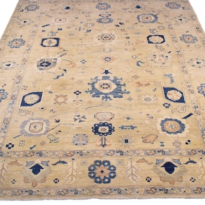 8 x 10 pieds design oriental persan - tapis en laine beige - tapis afghan noué à la main - tapis de chambre à coucher - tapis de salon - tapis de table à manger
