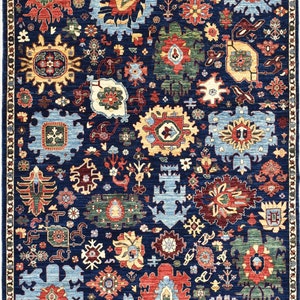 1,8 x 2,7 m färgglad Harshang-matta, persisk design, övergångsfärger, livfulla mönster, fint vävda knutar, traditionell matta, sovrumsmatta