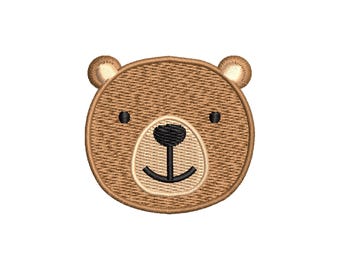 Machine Embroidery DesignCute Bear Head Embroidery Design – Baby Animal Applique, Kids Embroidery Pattern, Instant Download jef pes dst