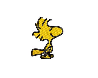 Yellow bird machine embroidery design, little bird, cartoon, embroidery cartoon, instant download