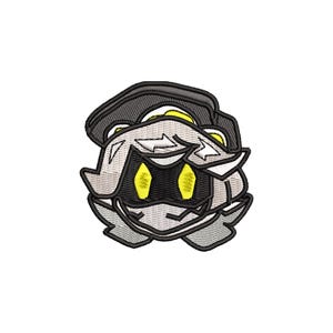 May include: Embroidered patch featuring a cartoon character with a gray and black hat, gray and white hair, and yellow eyes. The character has a serious expression.