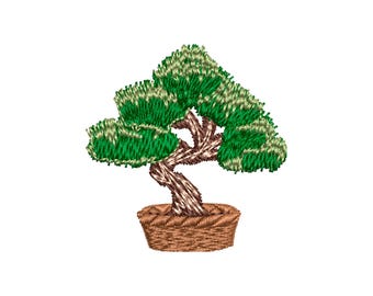 Bonsai Tree Embroidery Design – Japanese Zen Machine Embroidery File – Nature Garden Pattern for Meditation Decor INSTANT DOWNLOAD