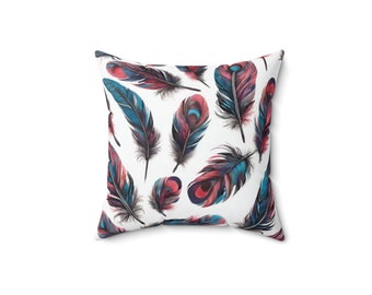 Colorful Feathers Pillow