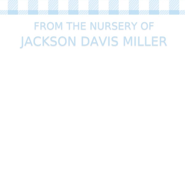 From the Nursery Of - Blue and White Gingham Note Card  - Bespoke, Grandmillennial,  Preppy and Classic