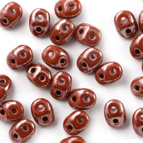 SuperDUO Beads - Dark Opaque Chocolate Shimmer, Czech Glass Beads, ELDORADOBeads