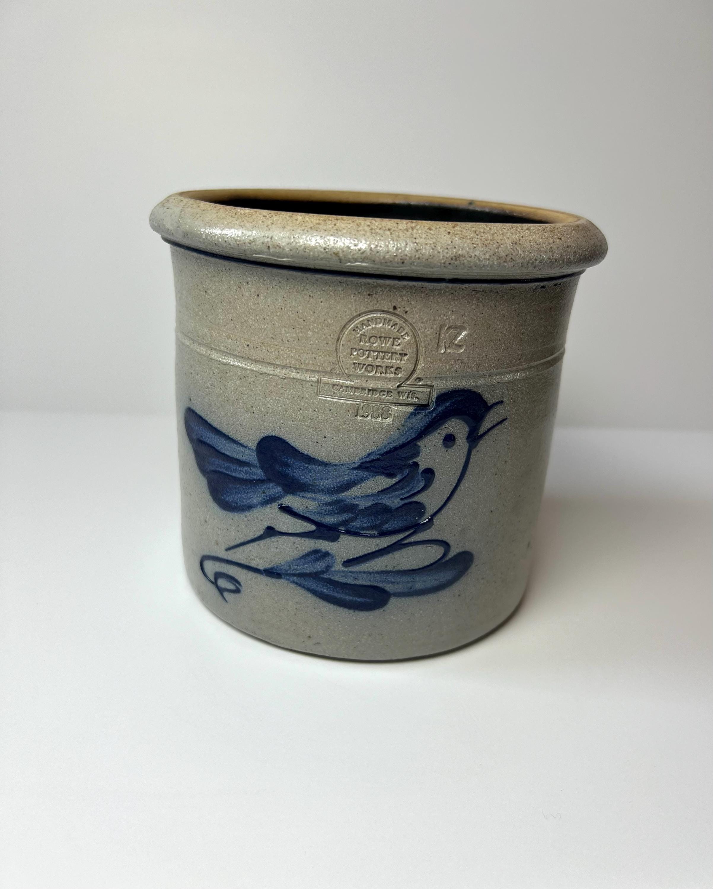 Rowe Pottery Quart Crock Jar- Gray Salt Glaze Stoneware - Hand