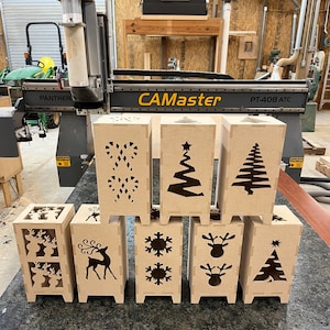 8 Christmas lanterns, Wood lamps, digital download, crv, eps, dxf, ai, svg files, cnc files