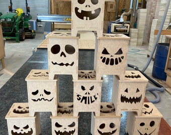 Halloween Lanterns CNC Files, Spooky Jack-O'-Lantern, Wood Lamps (Digital Download)