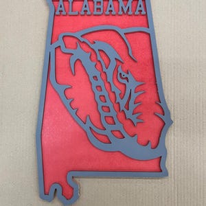 Alabama state with elephant file, Alabama Football unpainted door hanger, digital download, crv, eps, dxf, ai, svg files, cnc file