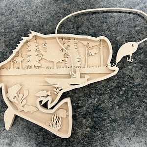 Bass Wildlife Scene 5-Layer CNC File (Digital Download)