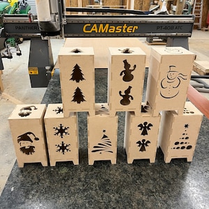 8 Christmas lanterns, Wood lamps, digital download, crv, eps, dxf, ai, svg files, cnc files