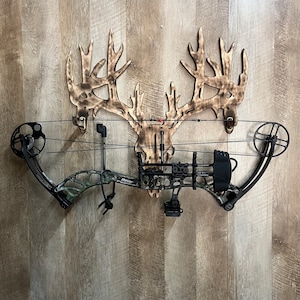 wood deer skull bow rack, digital download, crv, eps, dxf, ai, svg files, cnc files