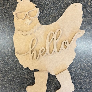 Hello Chicken Door Hanger CNC File (Digital Download)