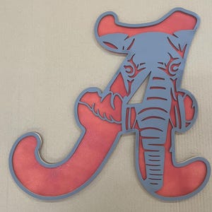 Alabama A with elephant file, Alabama Football unpainted door hanger, digital download, crv, eps, dxf, ai, svg files, cnc file