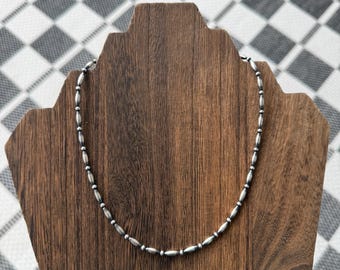 Torpedo Authentic Navajo Pearl Necklace, Sterling Silver Pearl Adjustable, Solid Pearl Beaded, Western Necklace