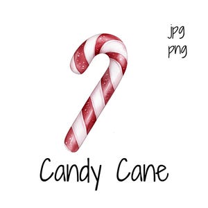 Clipart Noël aquarelle avec canne en bonbon | à rayures rouges et blanches en sucre de canne PNG | Vacances JPG | Fond transparent | Utilisation commerciale