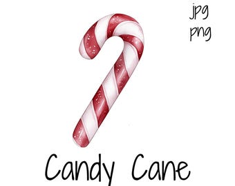 水彩画風クリスマスキャンディケーンのクリップアート | ホリデーPNG JPG（商用利用可）