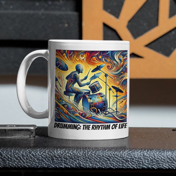 Drummer Mokken - "Drummen: The Rhythm of Life" - Drummer Geschenken, Drummer Verjaardag, Drummer Cup, Drum Leraar Cadeau, Drummer Koffiemok