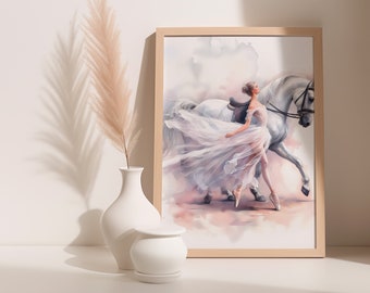 Ballerina, Horse Wall Art, Ballet Dancer, Print, Horse Print, Printable Wall Art, Digital Wall Art, Printable
