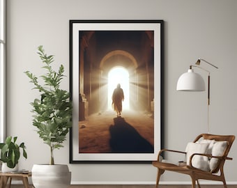 Jesus walking in the Light, digital print, Christian art, Christian home decor, Jesus artwork, Christian Wall decor, Spiritual Wall art