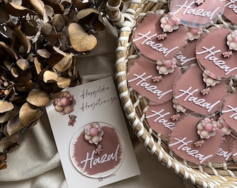 50 imanes personalizados de osos y globos: regalos personalizados para bebés